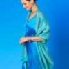 Josephine Reversible Pashmina Shawl in Gold Shimmer Turquoise